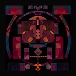 JJF-2, 8 x 8, 2018, ink on japanese fiber - relief print, chine collé, cotton fiber